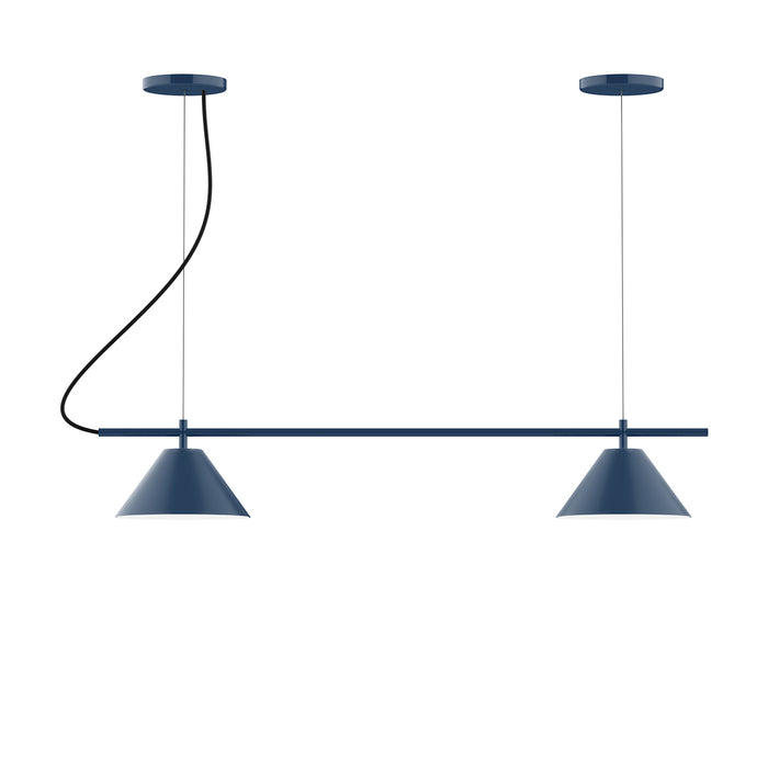 Pinnacle 2-Light Linear LED Chandelier in Navy | Montclair Light Works