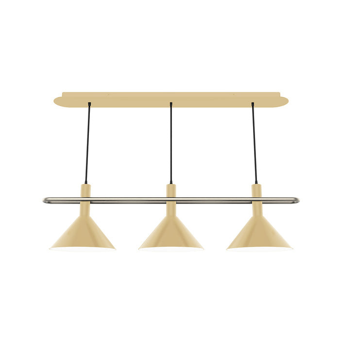 Raceway 2-Light Linear Chandelier in Ivory with Brushed Nickel Accents