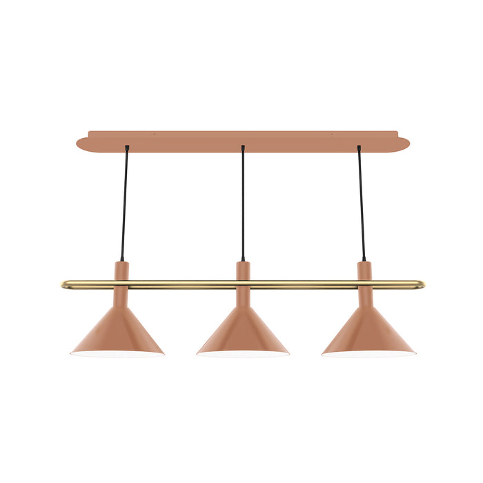Raceway 2-Light Linear Chandelier in Terracotta with Brushed Brass Accents