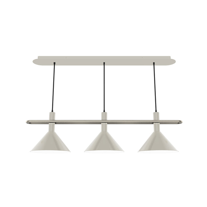 Raceway 2-Light Linear Chandelier in Silk Gray with Brushed Nickel Accents