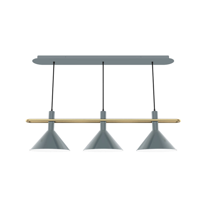 Raceway 2-Light Linear Chandelier in Slate Gray with Brushed Brass Accents