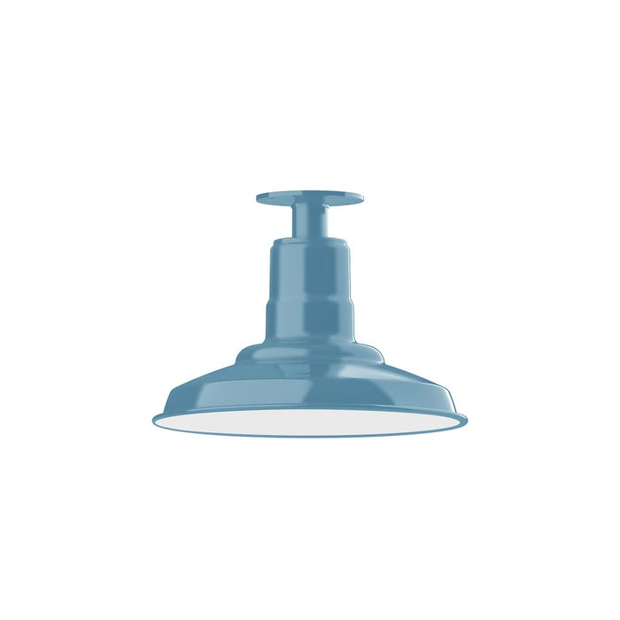 Warehouse 12" flush mount in Light Blue