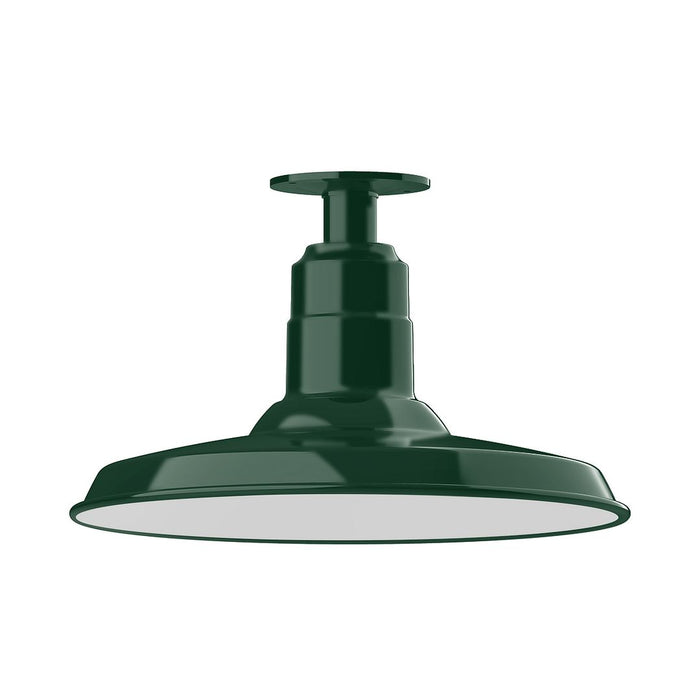 Warehouse 14" flush mount in Forest Green