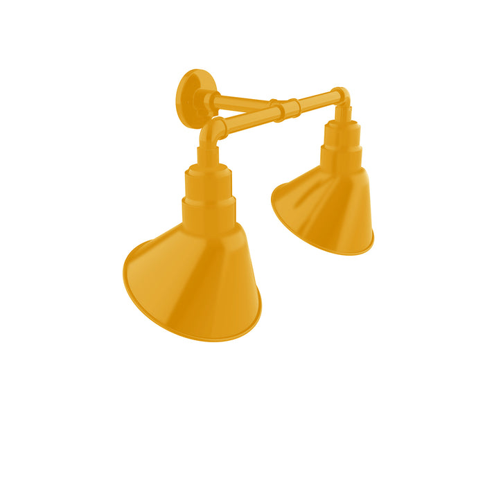 Angle 10" 2-Light Straight Arm Wall Light in Bright Yellow in Bright Yellow | Montclair Light Works