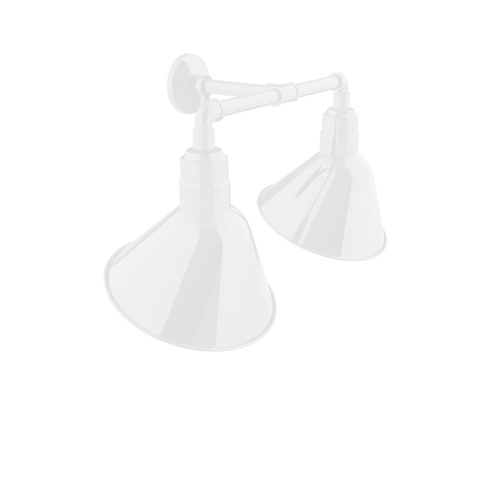 Angle 12" 2-Light Straight Arm Wall Light in White in White | Montclair Light Works