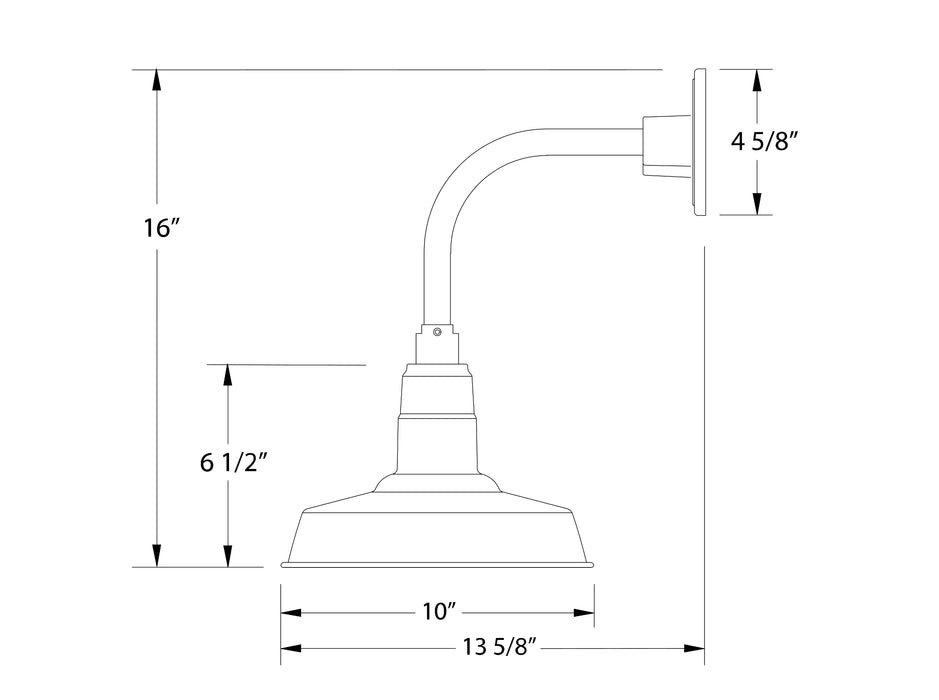 Warehouse 10" Curved Arm wall light in Vermillion | Montclair Light Works