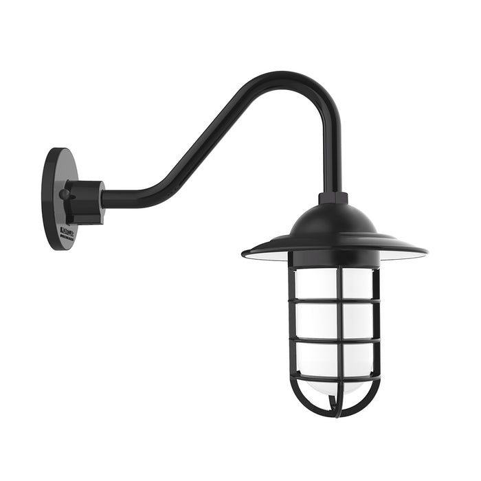 Vaportite 8 inch Gooseneck Wall Light in Black | Montclair Light Works
