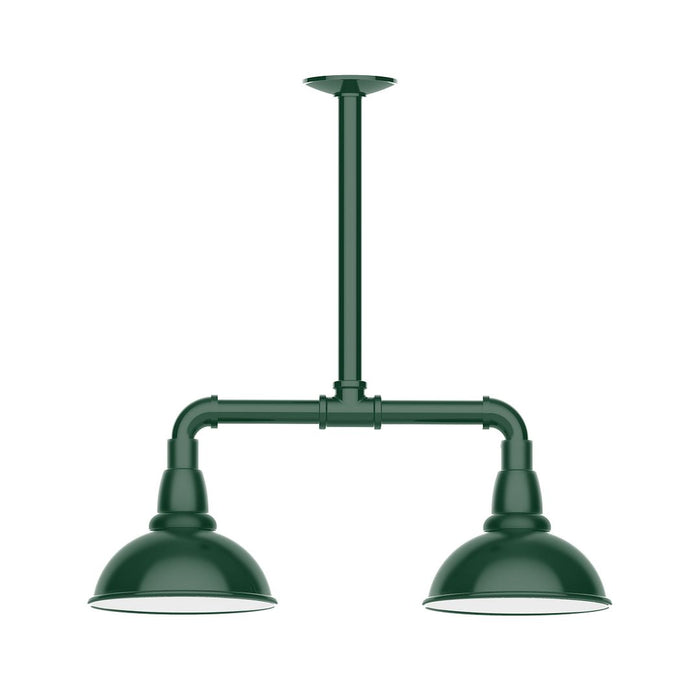 Cafe 8" 2-Light Stem Hung Pendant Light in Forest Green