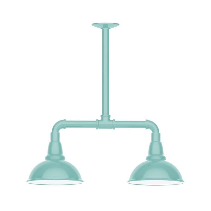 Cafe 8" 2-light Stem Hung Pendant Light in Sea Green