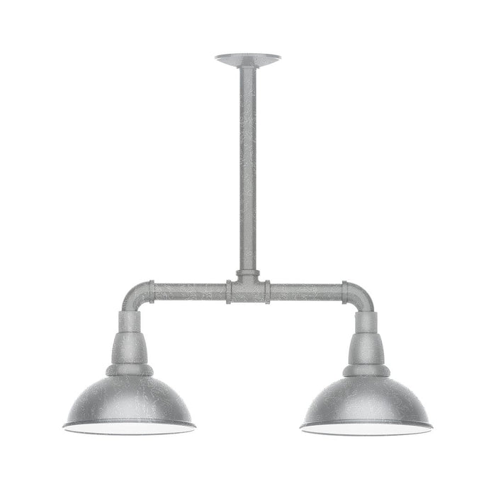 Cafe 8" 2-light Stem Hung Pendant Light in Painted Galvanized
