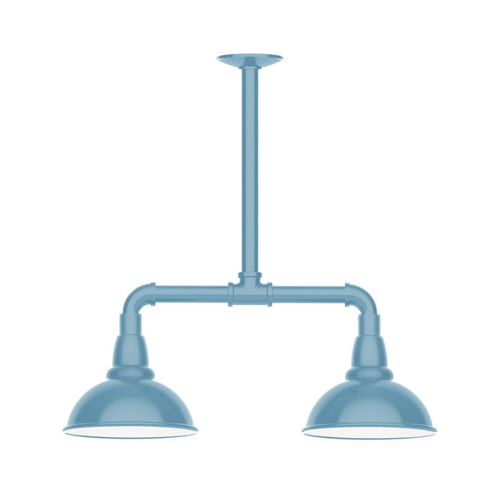 Cafe 8" LED 2-Light Stem Hung Pendant Light in Light Blue