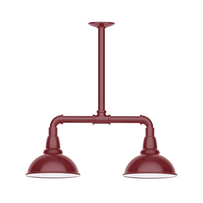 Cafe 8" LED 2-Light Stem Hung Pendant Light in Barn Red