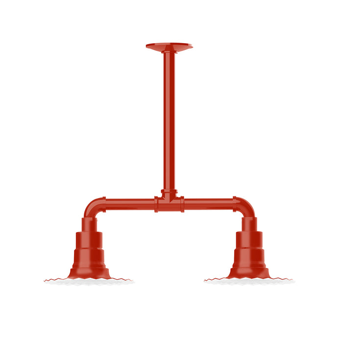 Radial 8" 2-light Stem Hung Pendant Light in Vermillion | Montclair Light Works