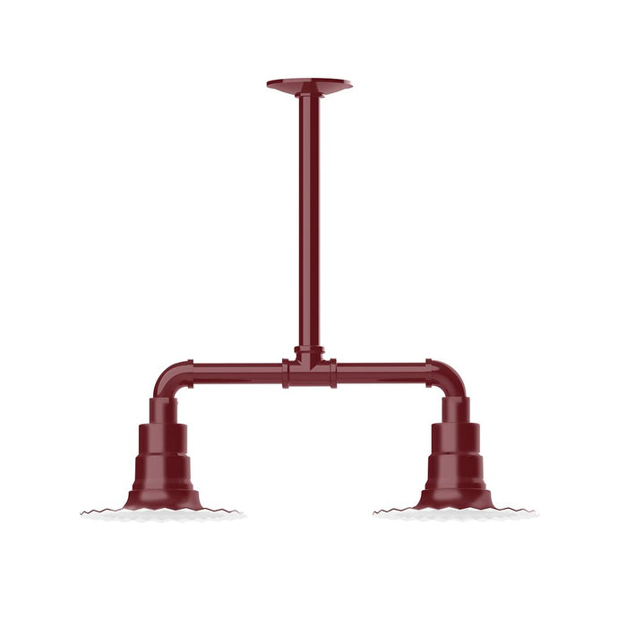 Radial 8" 2-light Stem Hung Pendant Light in Barn Red