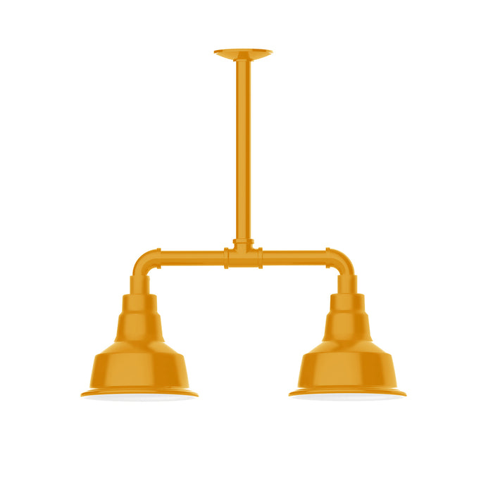 Warehouse 8" 2-light Stem Hung Pendant Light in Bright Yellow | Montclair Light Works