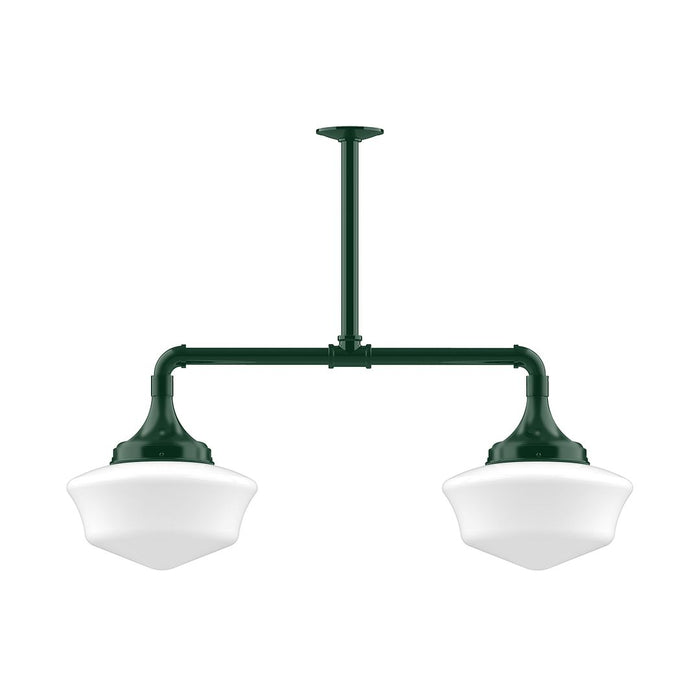 Schoolhouse 12" 2-Light Stem Hung Pendant Light in Forest Green