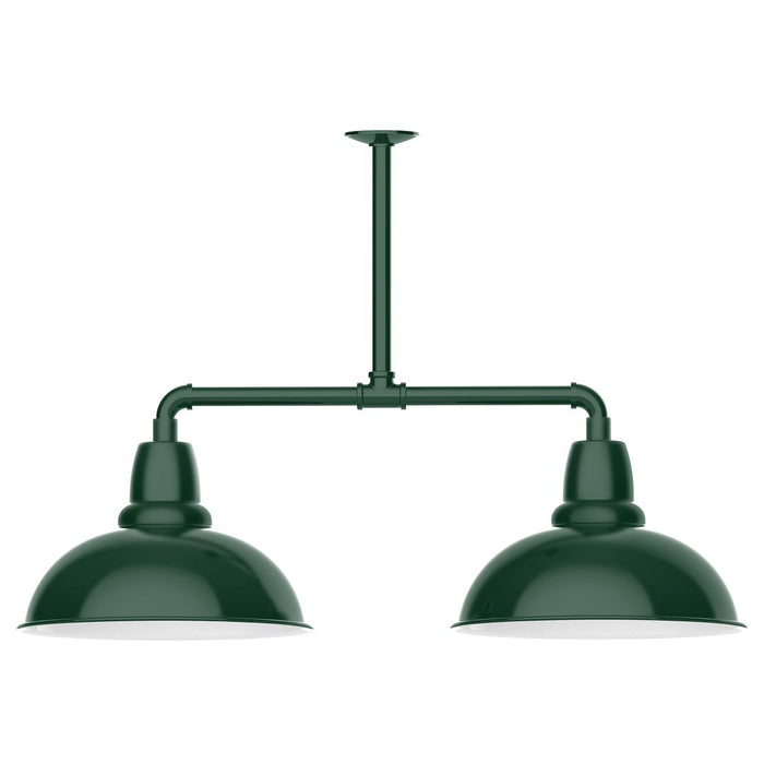 Cafe 16" 2-light Stem Hung Pendant Light in Forest Green