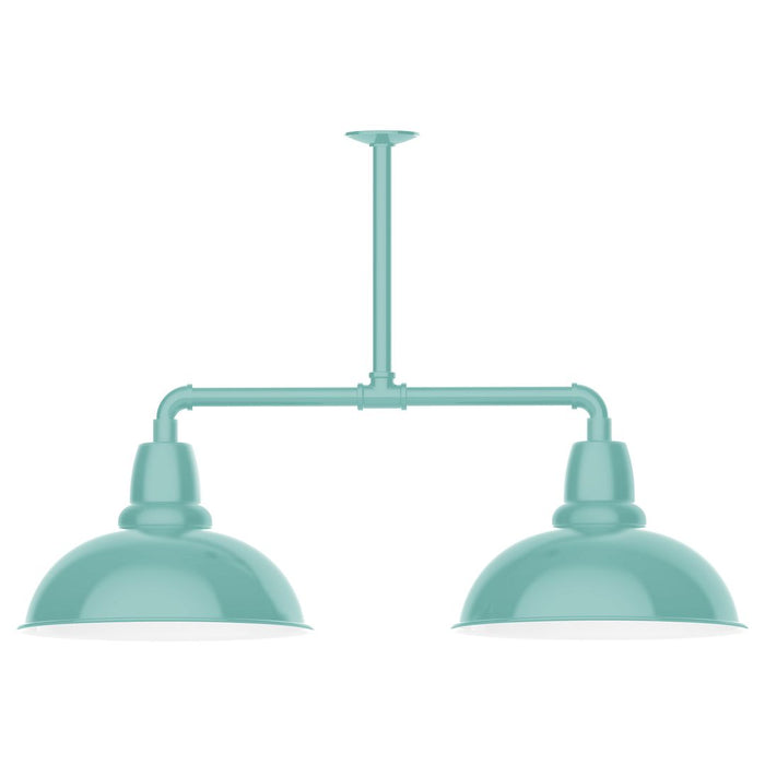 Cafe 16" 2-light LED Stem Hung Pendant Light in Sea Green