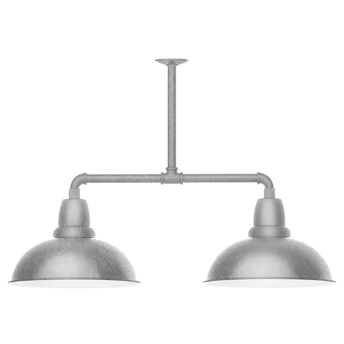 Cafe 16" 2-light LED Stem Hung Pendant Light in Painted Galvanized