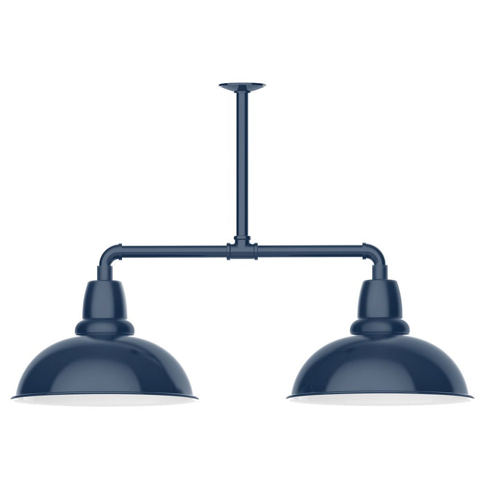 Cafe 16" 2-light Stem Hung Pendant Light in Navy