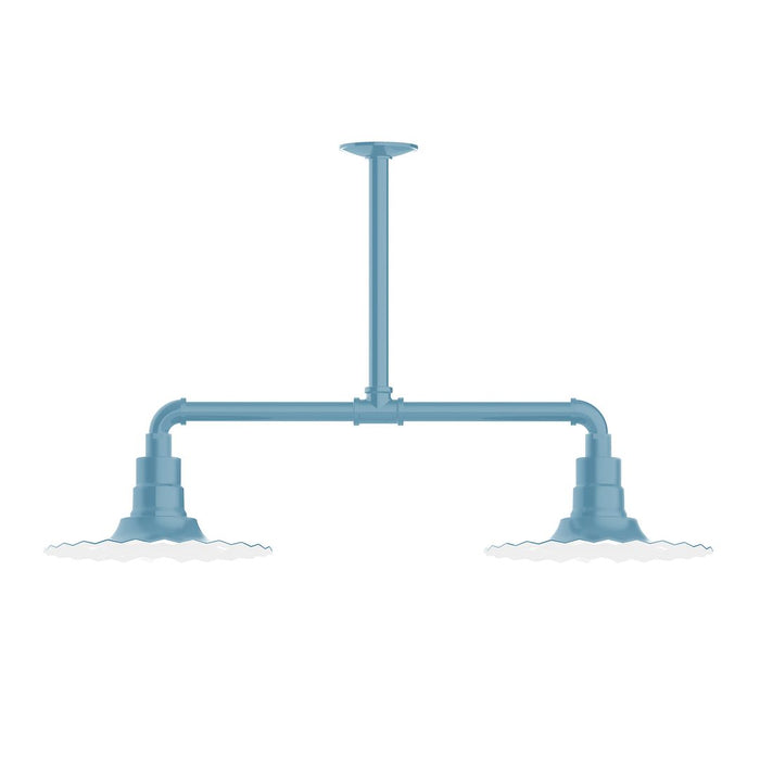 Radial 12" 2-light Stem Hung Pendant Light in Light Blue