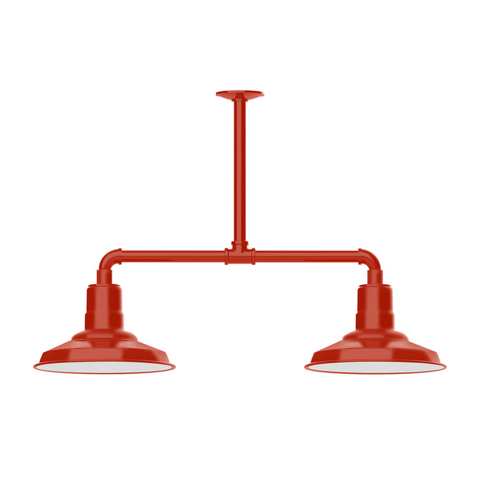 Warehouse 12" 2-light LED Stem Hung Pendant Light in Vermillion | Montclair Light Works