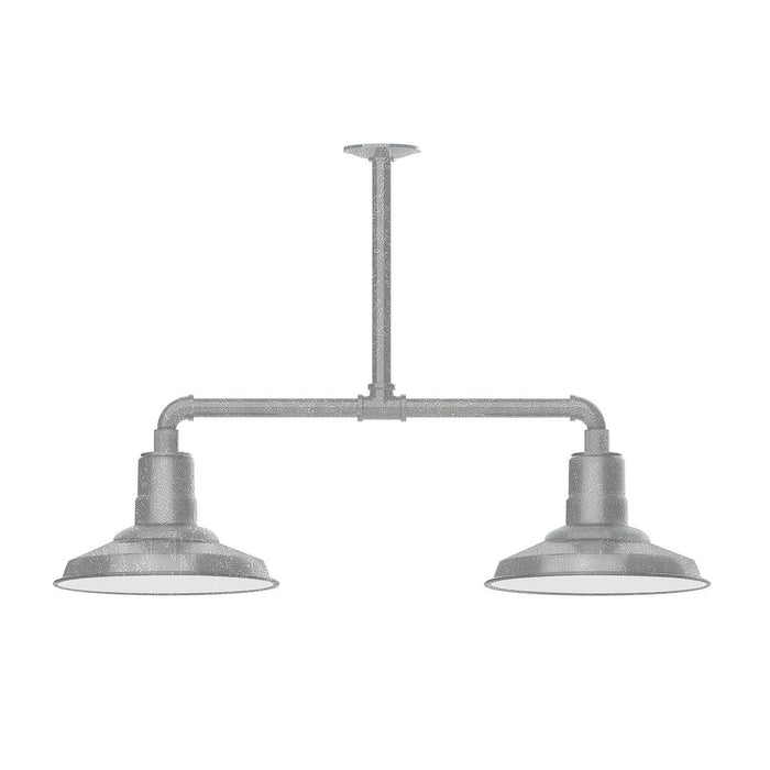 Warehouse 12" 2-light LED Stem Hung Pendant Light in Painted Galvanized