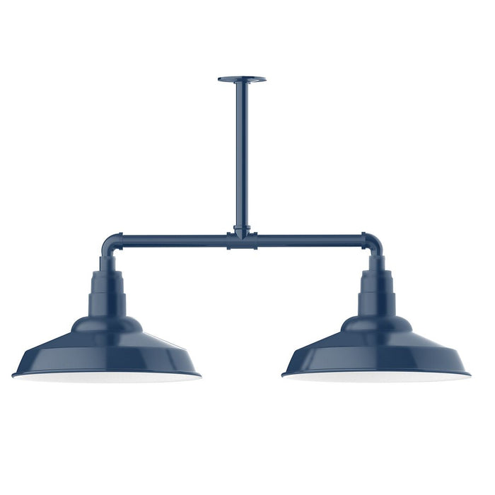 Warehouse 16" 2-light Stem Hung Pendant Light in Navy