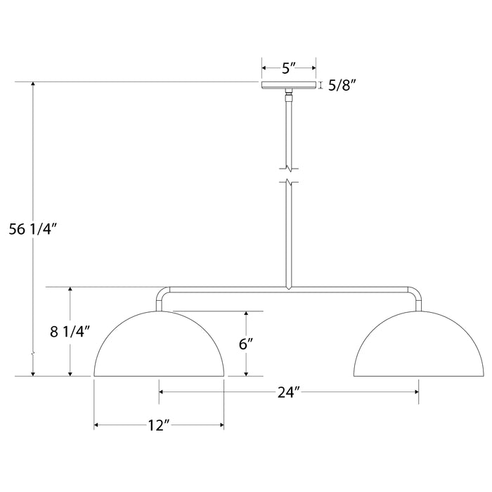 Arcade 2-Light Linear Pendant in Cream Line Drawing