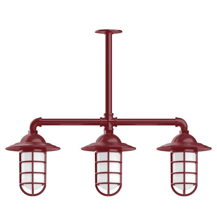 Vaportite 3-light Stem Hung Pendant Light in Barn Red