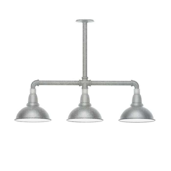 Cafe 8" 3-light Stem Hung Pendant Light in Painted Galvanized