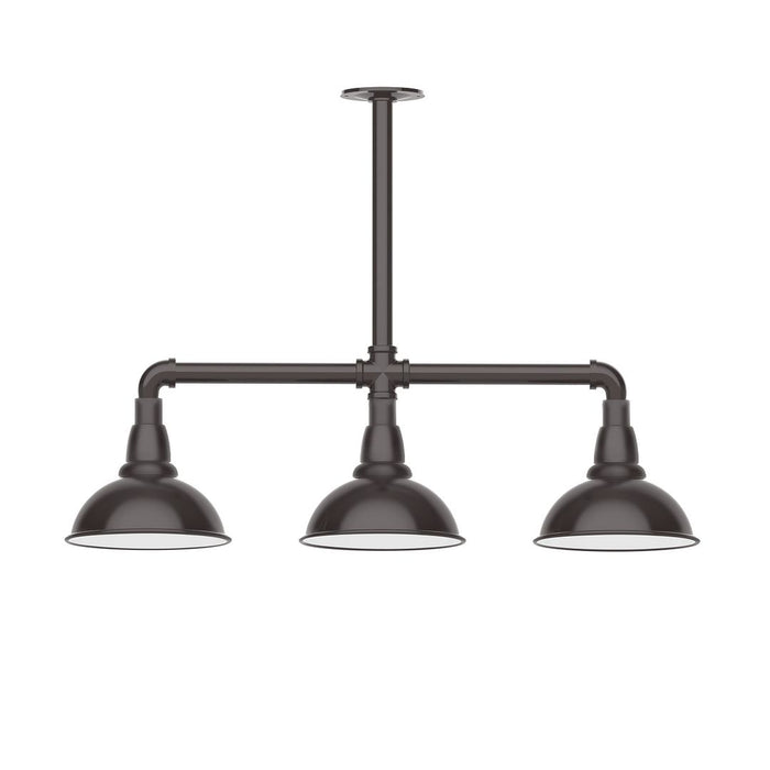 Cafe 8" 3-light Stem Hung Pendant Light in Architectural Bronze