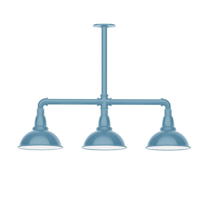 Cafe 8" 3-light Stem Hung Pendant Light in Light Blue