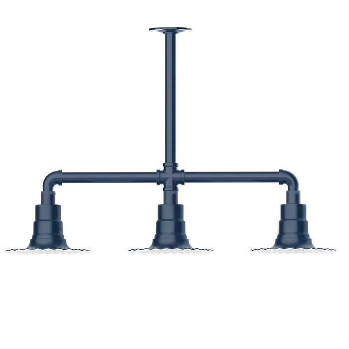 Radial 8" 3-light Stem Hung Pendant Light in Navy