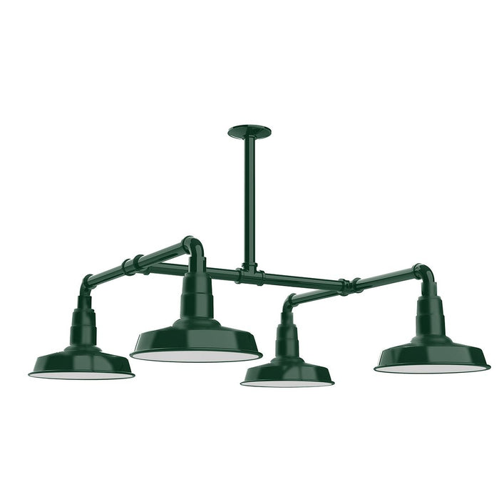 Warehouse 10" LED 4-Light Stem Hung Pendant Light in Forest Green
