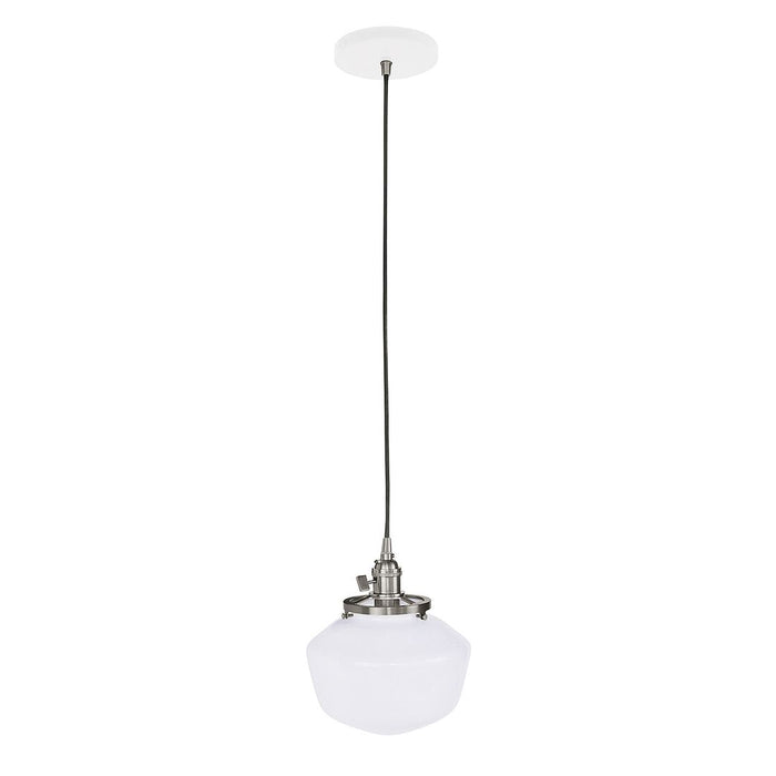 Uno Pendant in White with Brushed Nickel