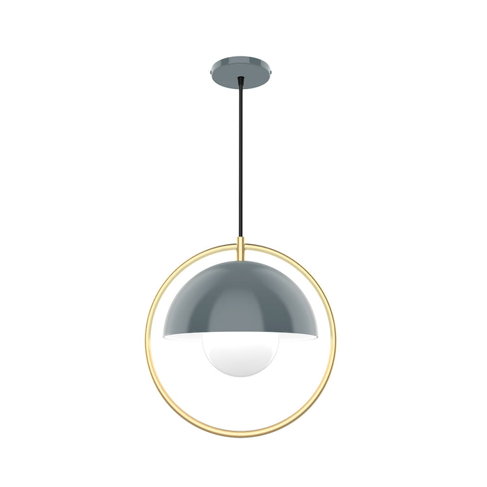 Orbit 15 inch Pendant in Slate Gray with Brushed Brass Accents | Montclair Light Works