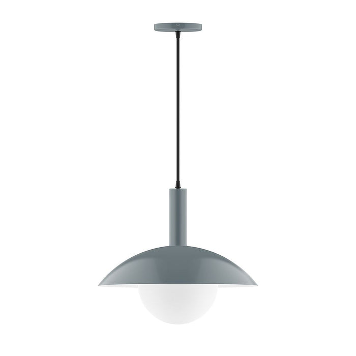 Glow 16" Pendant with Glass Globe in Slate Gray