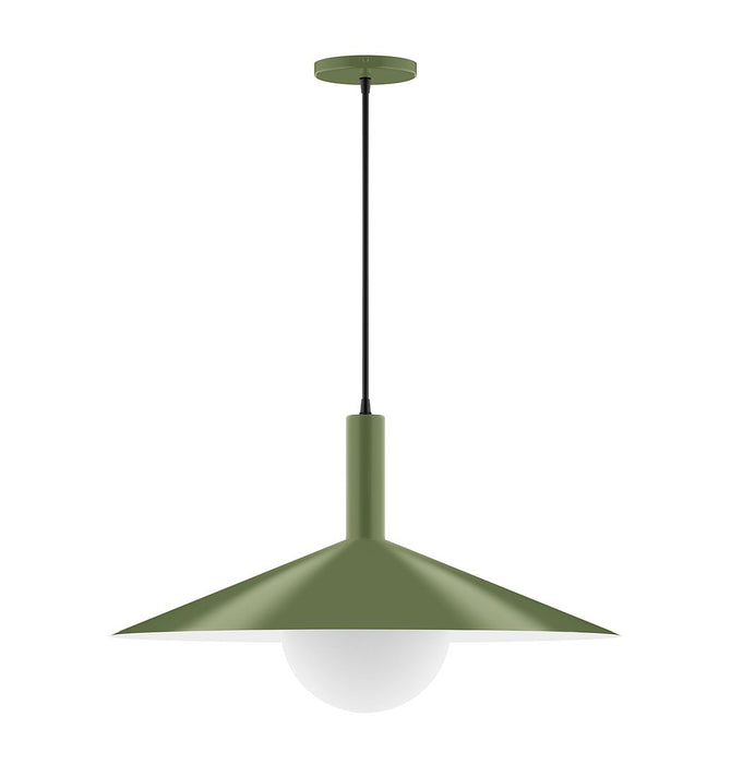 Zing 24" Pendant with Glass Globe in Fern Green