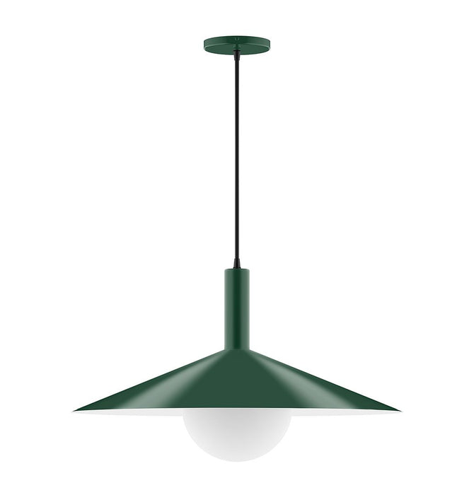 Zing 24" Pendant with Glass Globe in Forest Green