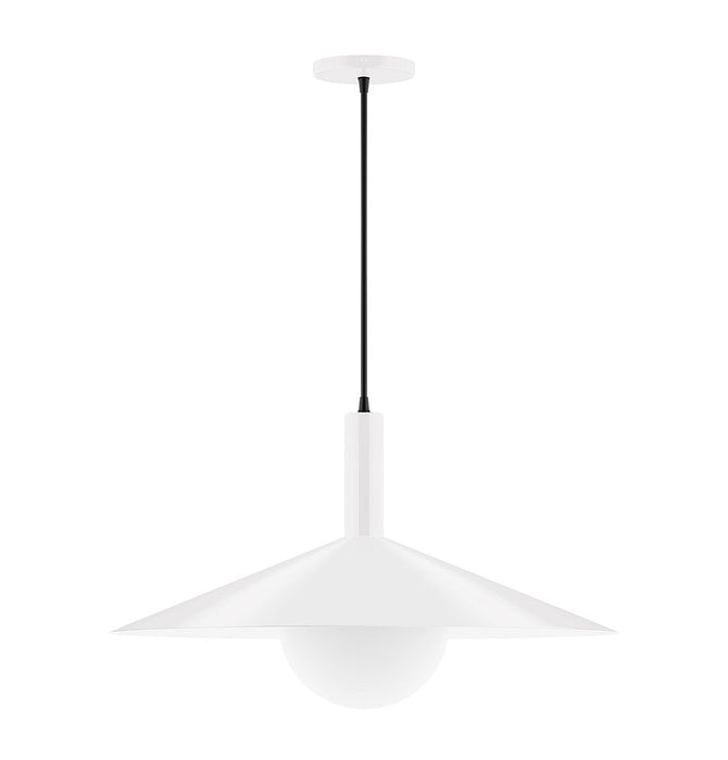 Zing 24" Pendant with Glass Globe in White
