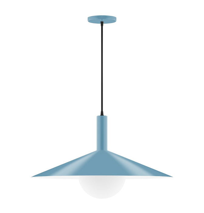 Zing 24" Pendant with Glass Globe in Light Blue