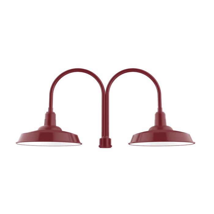 Warehouse 18" 2-light post top mount in Barn Red | Montclair Light Works