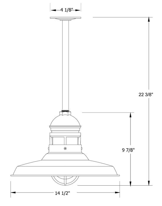 Liberty 14.5 inch pendant, stem mount in Barn Red | Montclair Light Works