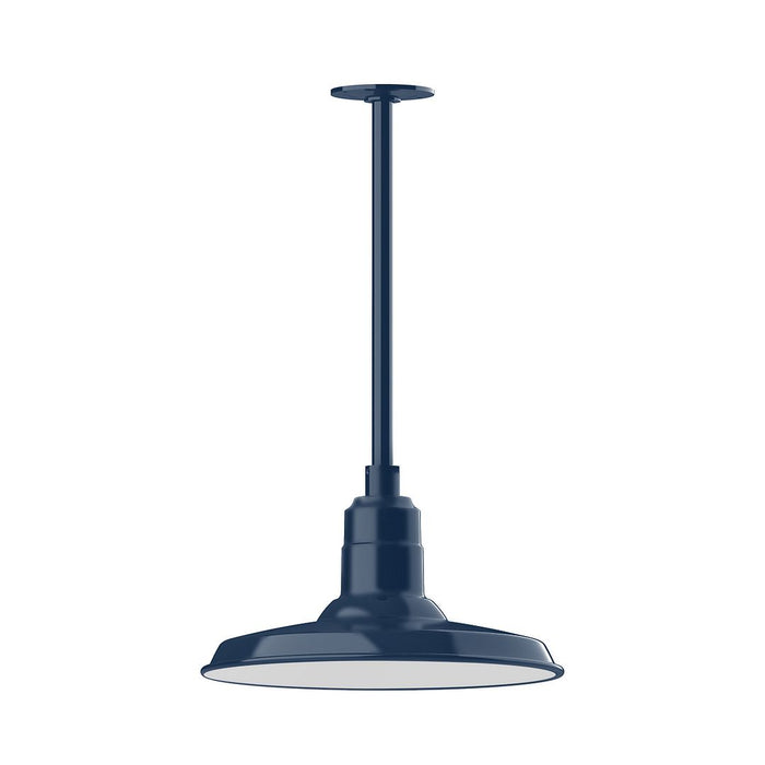 Warehouse 14" LED Pendant, stem mount in Navy