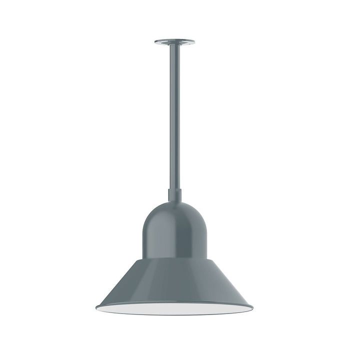Vintage black industrial dome pendant light with brass accents