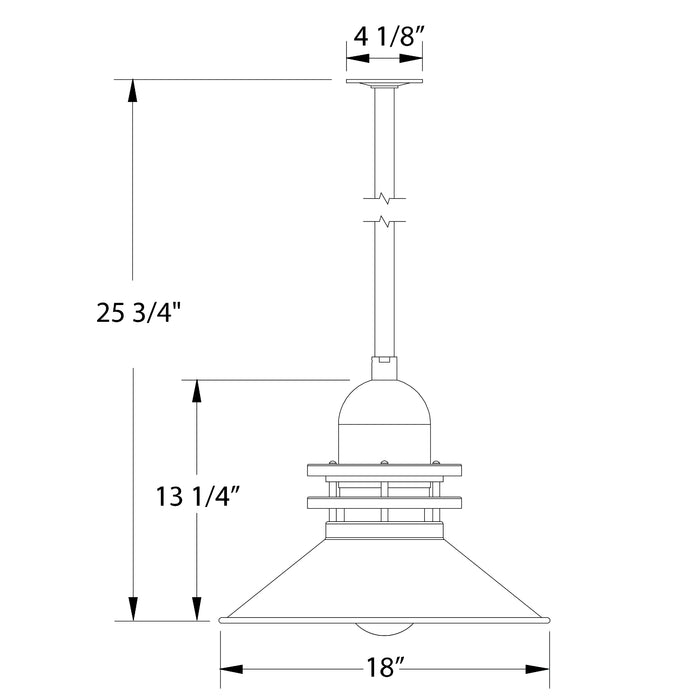 Atomic 18" pendant, stem mount in Slate Gray Line Drawing
