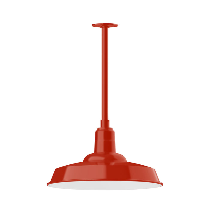 Warehouse 18" pendant, stem mount in Vermillion | Montclair Light Works