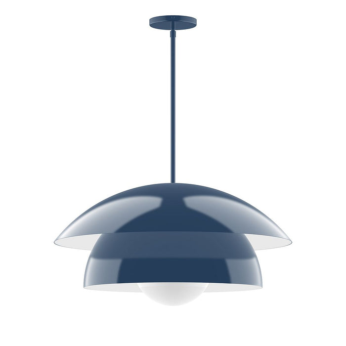 Nest 24" Stem Hung Pendant with Glass Globe in Navy