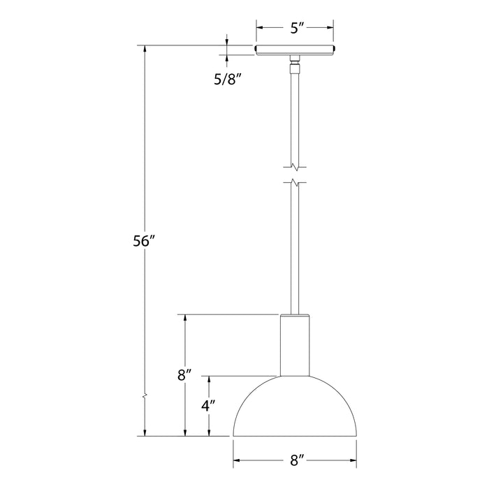 Ray 8" LED Stem Hung Pendant in Slate Gray Line Drawing